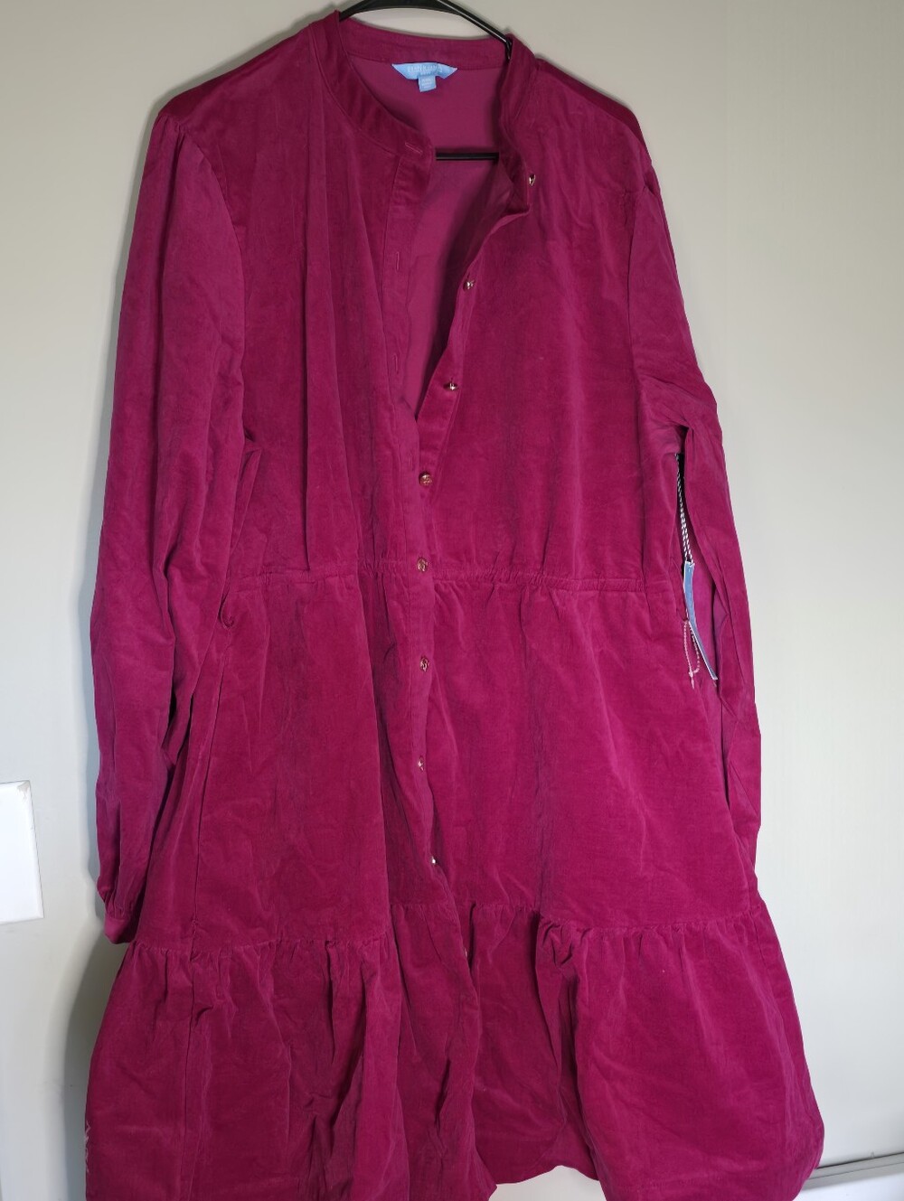 Women's Draper James Magenta Velvet Button-Front Dress, No Belt